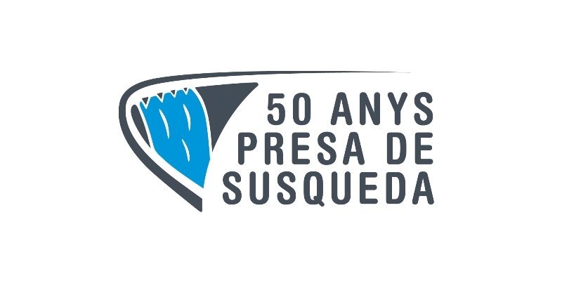 Logotip de la commemoració dels 50 anys de la construcció del pantà de Susqueda. L'autor és el dissenyador gràfic Xavier Amo